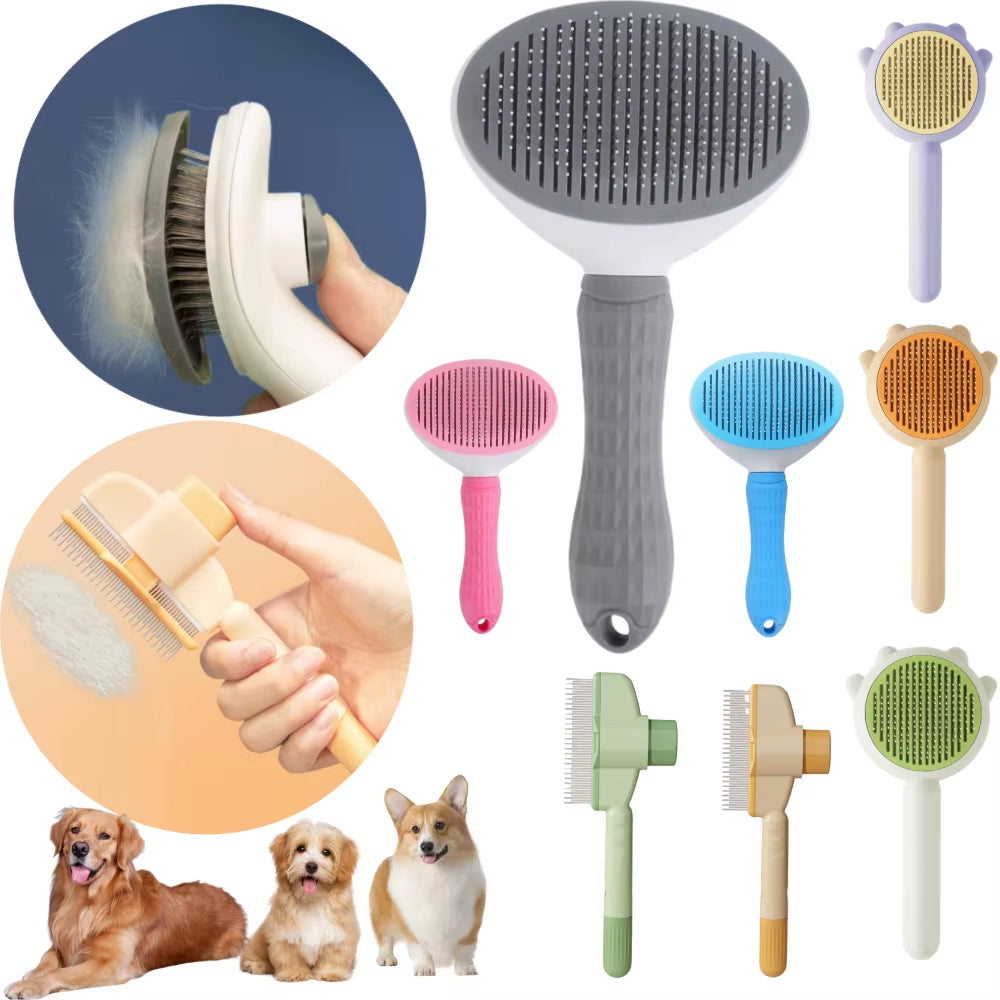 Pet Hair Remove Comb Self-Cleaning Cat Slicker Brush Pet Waste Hair Comb for Cats Grooming Brushes Dog Combs Cat Accessories