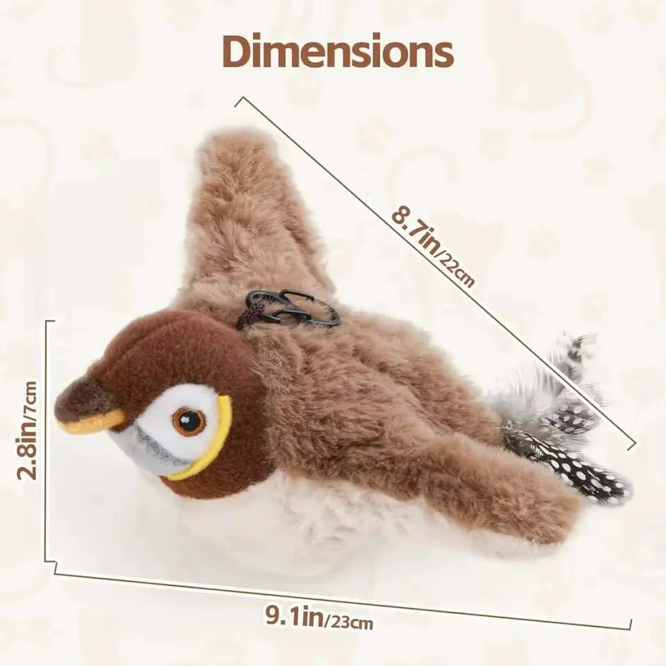 Flying Bird Cat Toy Interactive Cat Toys Rechargeable Chirping Flapping Bird(No Flying) Can Add Catnip Touch Activated Plush Toy